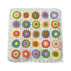 Handmade multi coloured crocheted pillow covers (2)